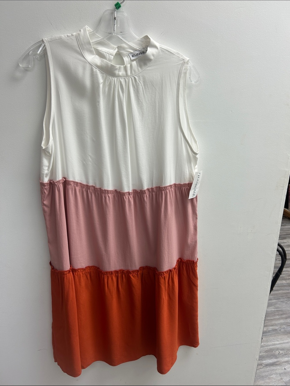 Sleeveless Colorblock Midi Dress in White, Pink & Orange